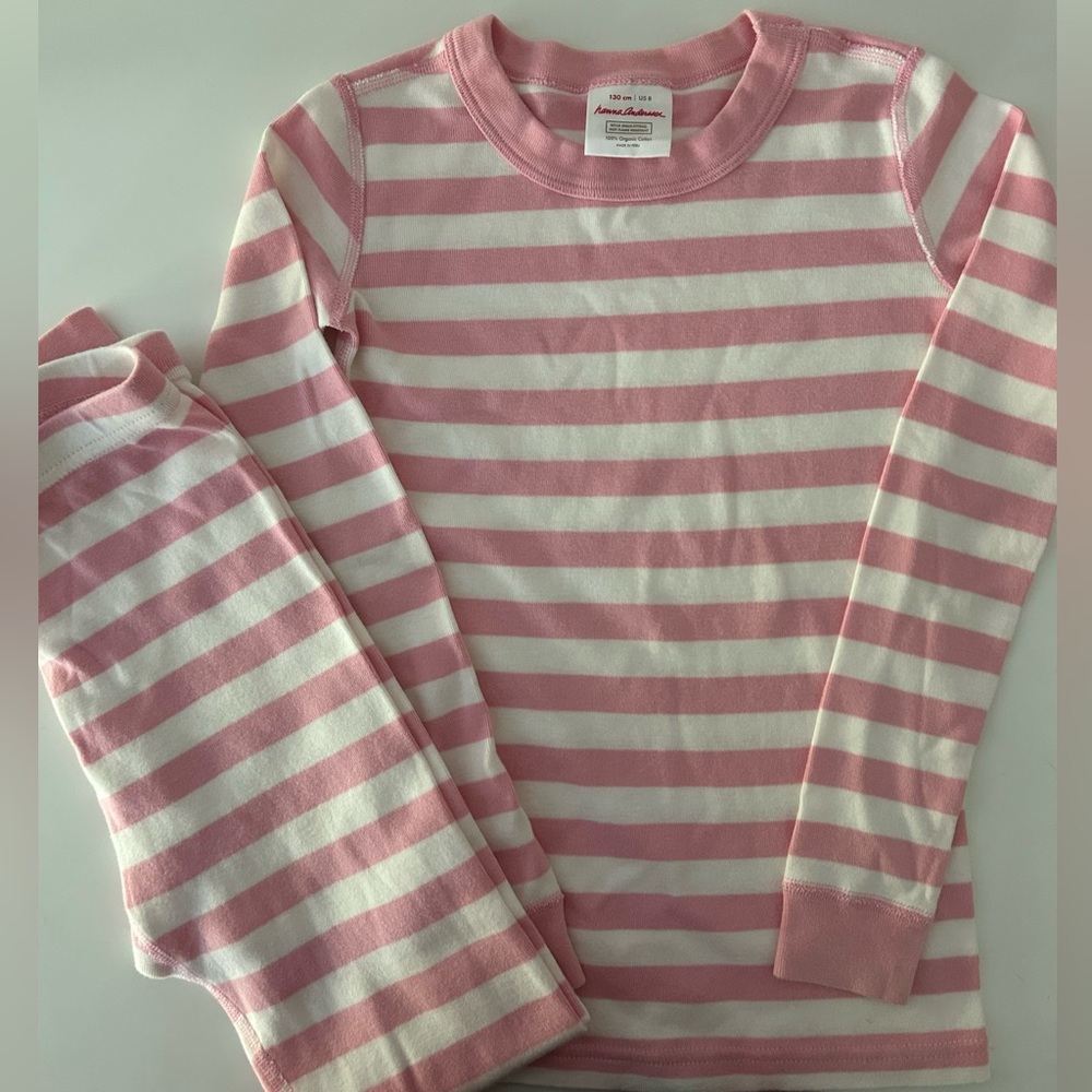 Hanna Andersson Pink and White Striped Pajama Set